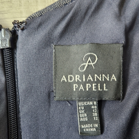 Adrianna Papell Navy  Cap Sleeve Cable Sequin Sheath Dress size 8 - Picture 4 of 7